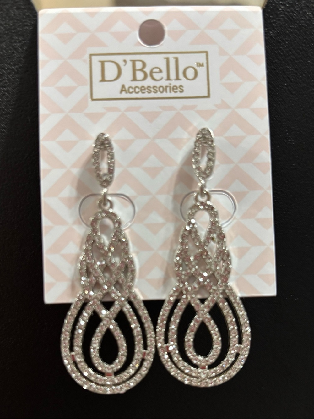 5/$25 (Pick 5 items for $25 Labeled) D'Bello Crystal Teardrop Drop Earrings